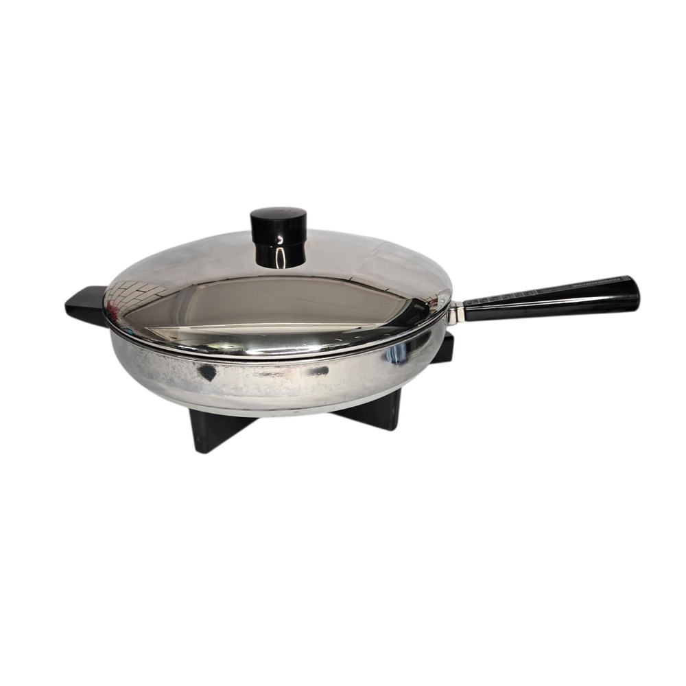 Farberware Electric Skillet Fry Pan 12" Nonstick Stainless Steel Tested EUC